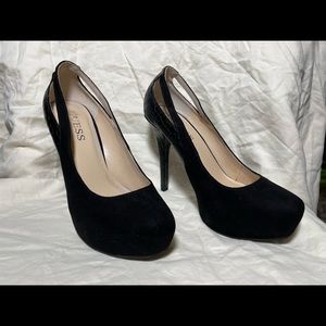 GUESS Heel Black Suede & Leather Heels
